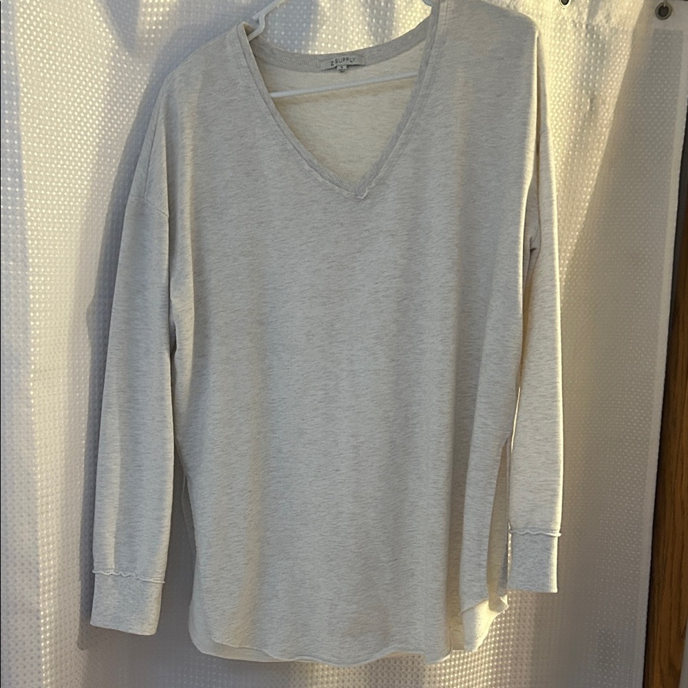 Z Supply Heather beige V-Neck Long Sleeve Top